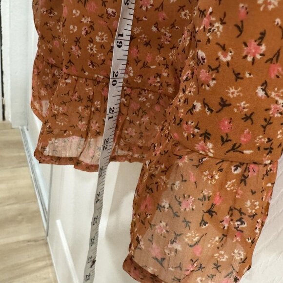 Womens Leith Sun Dress Orange Floral Cross Spaghetti Strap Casual Summer Medium - Picture 5 of 6